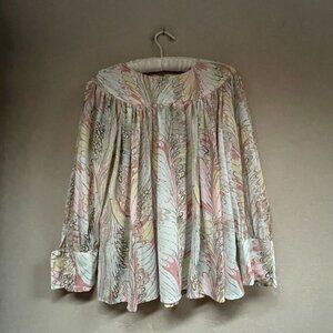 Vintage David Barr Women Abstract Print Blouse Top Size 8 Multicolor Long Sleeve